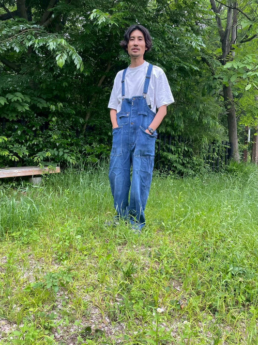 【ミッドユーズド|ウォッシュドブルー】最強のアウトドア用オーバーオール|動きやすい&大容量収納&トイレ機能でストレスレスに遊ぶ (コピー)